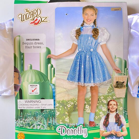 RUBIES Kids Dorothy Halloween Costume Wizard Of Oz Size 8-10 Dress Hair Bows NEW - Picture 1 of 8